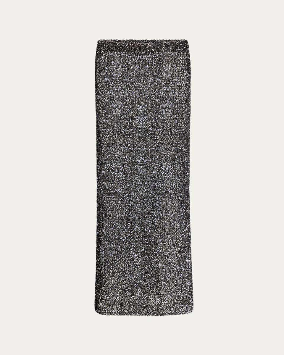 Sequined Crochet Maxi Skirt